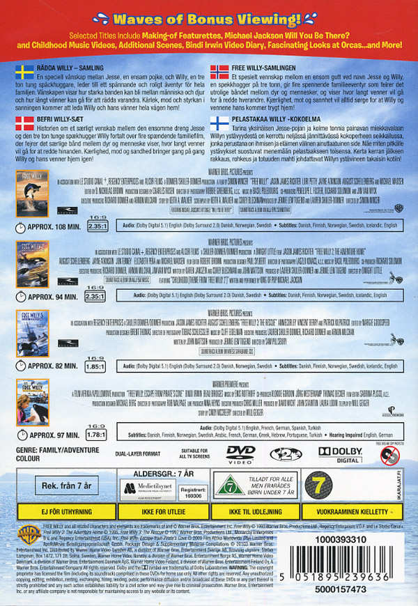 FREE WILLY COLLECTION (Elokuvat 1-4) (4 disc) FREE WILLY COLLECTION (Elokuvat 1-4) (4 disc)